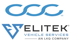 CCC Elitek Vehicle Services logo in blue and white
