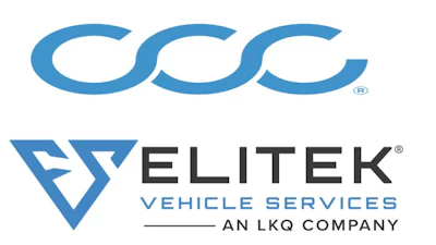 CCC Elitek Vehicle Services logo in blue and white
