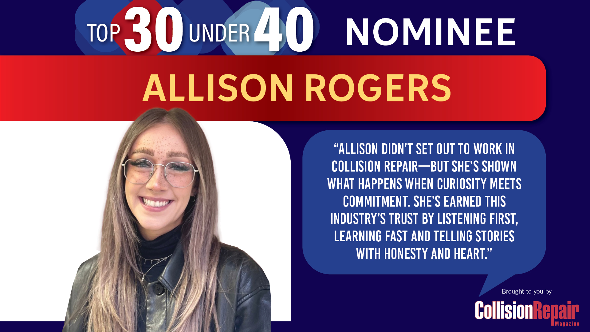 Top 30 Under 40 nominee Allison Rogers in professional headshot for Collision Repair