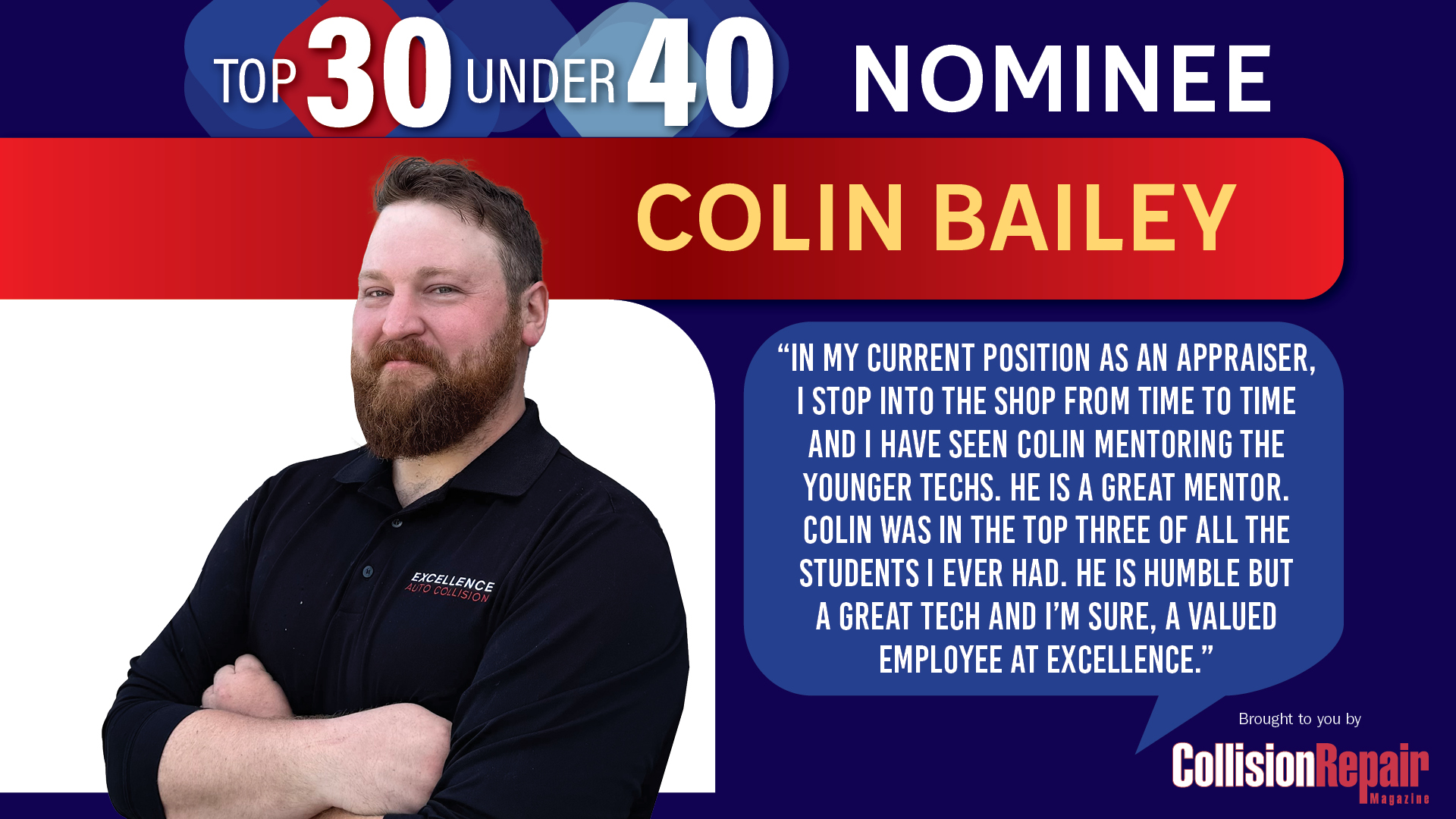 Colin Bailey, Top 30 Under 40 nominee for appraiser and mentor in black shirt