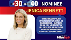 Jenica Bennett, Top 30 Under 40 nominee in white sweater with professional quote