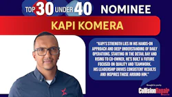 Top 30 Under 40 nominee Kapi Komera in professional attire with achievement description