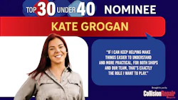 Kate Grogan, Top 30 Under 40 nominee in work shirt, smiling