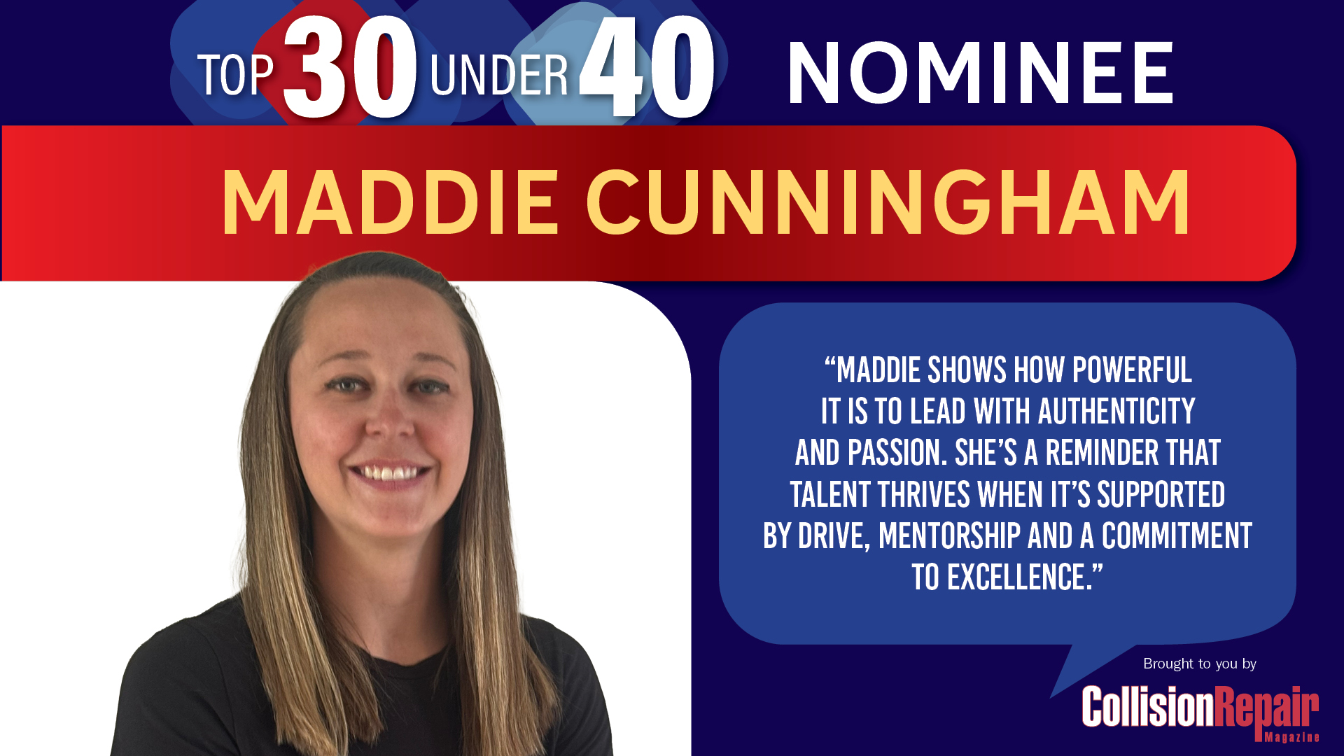 Top 30 Under 40 nominee Maddie Cunningham with professional headshot