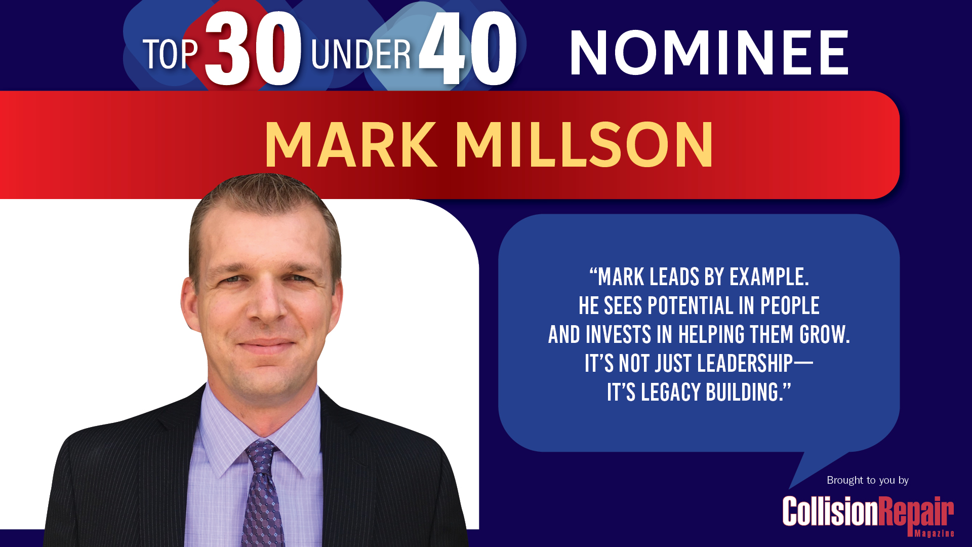 Mark Millson, Top 30 Under 40 nominee, professional headshot in business attire
