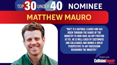 Matthew Mauro, Top 30 Under 40 nominee in green shirt, CollisionRepair Magazine