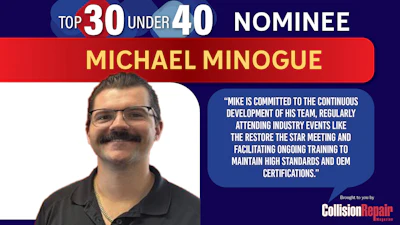 Michael Minogue, Top 30 Under 40 nominee in collision repair industry