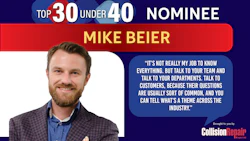 Mike Beier, Top 30 Under 40 nominee in professional attire with industry quote