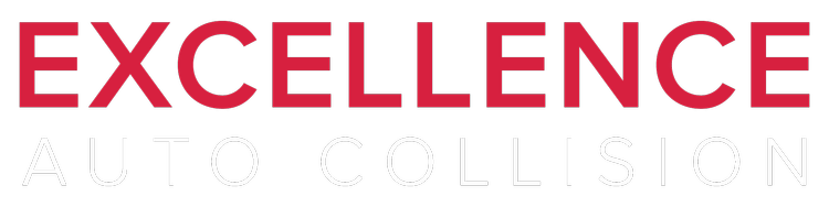 Excellence Auto Collision logo in bold red typography