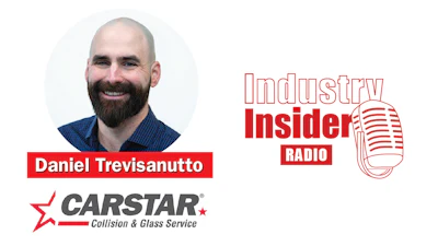 CARSTAR Collision & Glass Service logo with Industry Insider Radio microphone graphic