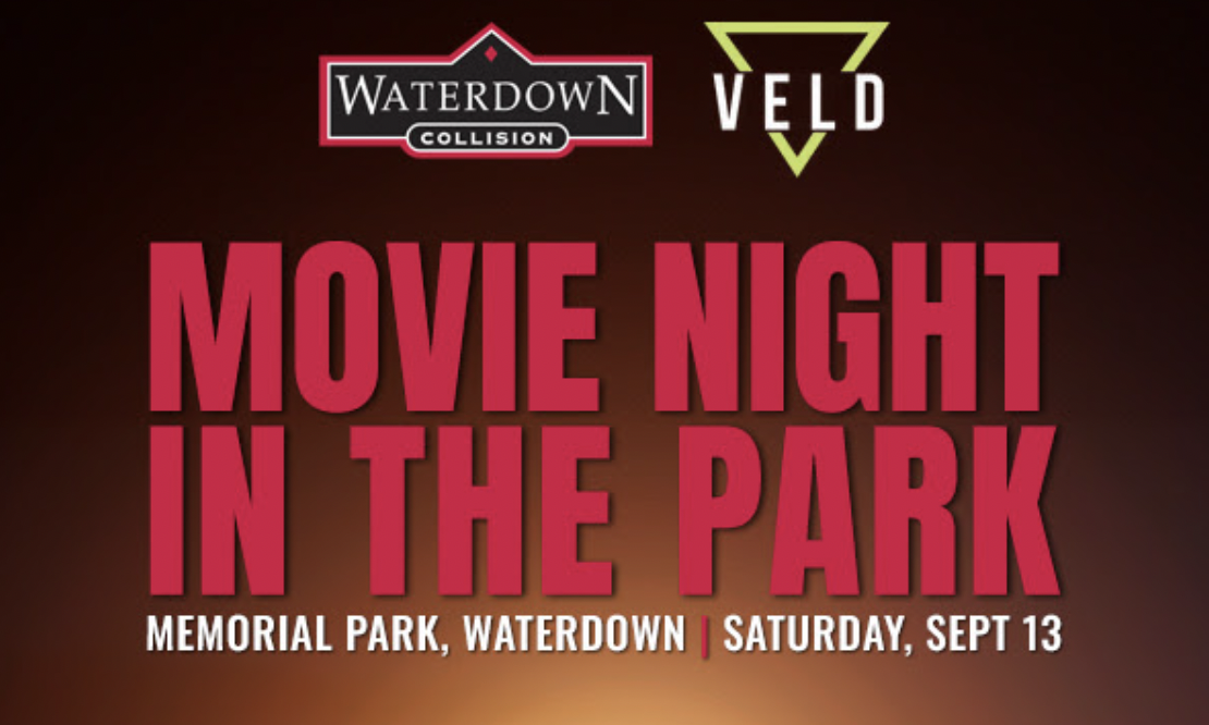 Movie Night in the Park event poster for Waterdown Memorial Park on Sept 13