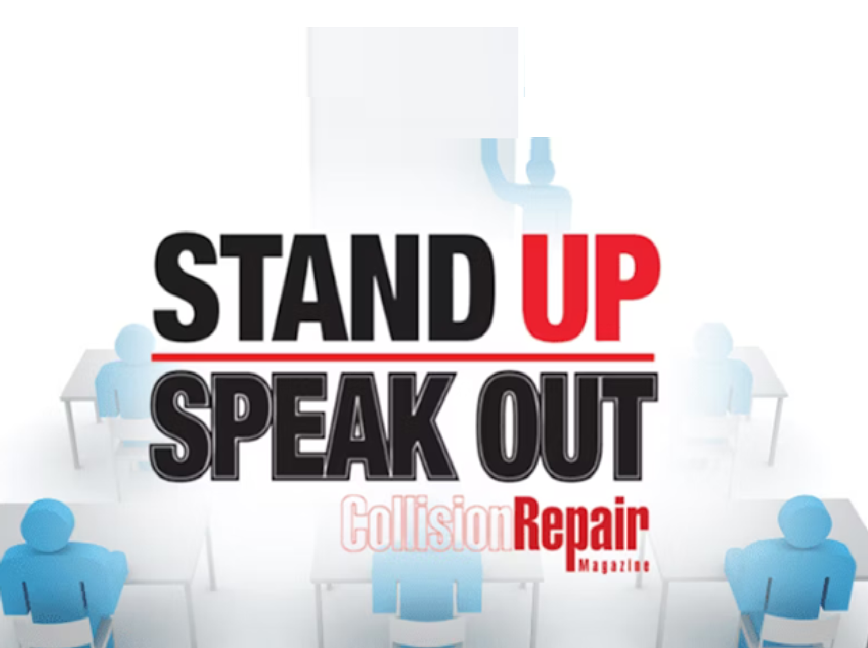 Stand Up Speak Out campaign graphic with blue silhouette figures
