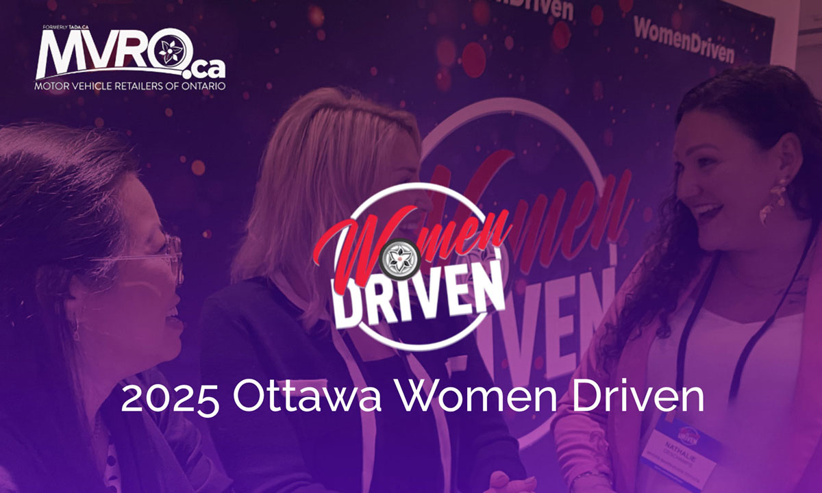 Women Driven 2025 Ottawa event logo with purple background and networking participants