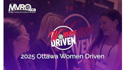 Women Driven 2025 Ottawa event logo with purple background and networking participants