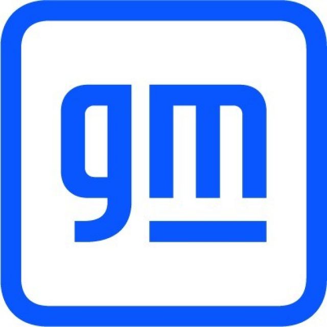GM corporate logo: Blue letters 'gm' in squared icon