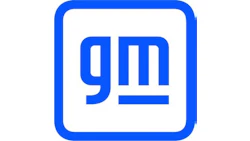 GM corporate logo: Blue letters 'gm' in squared icon