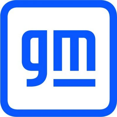 GM corporate logo: Blue letters 'gm' in squared icon