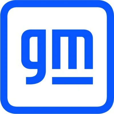GM corporate logo: Blue letters 'gm' in squared icon