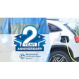 AkzoNobel Sustainable Repair Network 2-year anniversary logo with electric vehicle charging