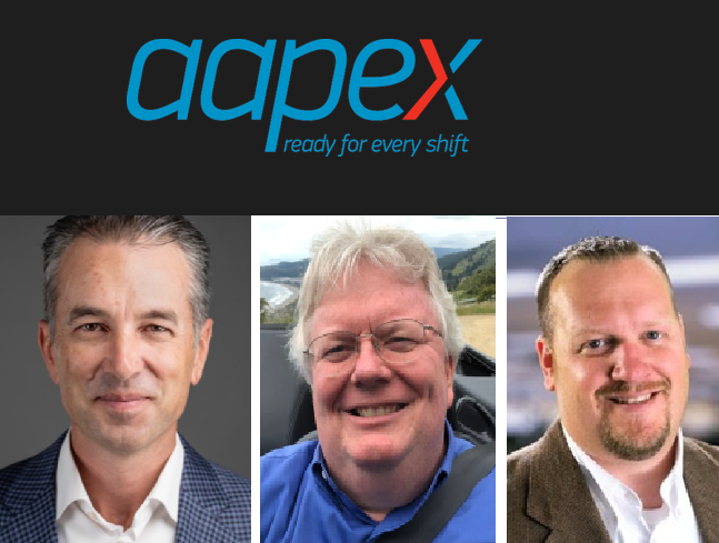 Aapex corporate logo with three professional headshots of team members