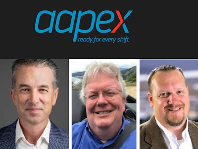 Aapex corporate logo with three professional headshots of team members