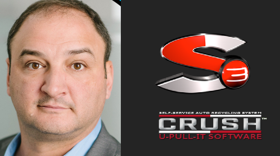 Crush U-Pull-It Software red and gray logo with stylized 'S' symbol