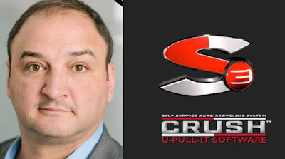 Crush U-Pull-It Software red and gray logo with stylized 'S' symbol