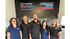 Carossier ProColor and Novus Vitres team of five employees in company uniforms
