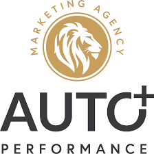 Auto Performance Marketing Agency logo with golden lion emblem