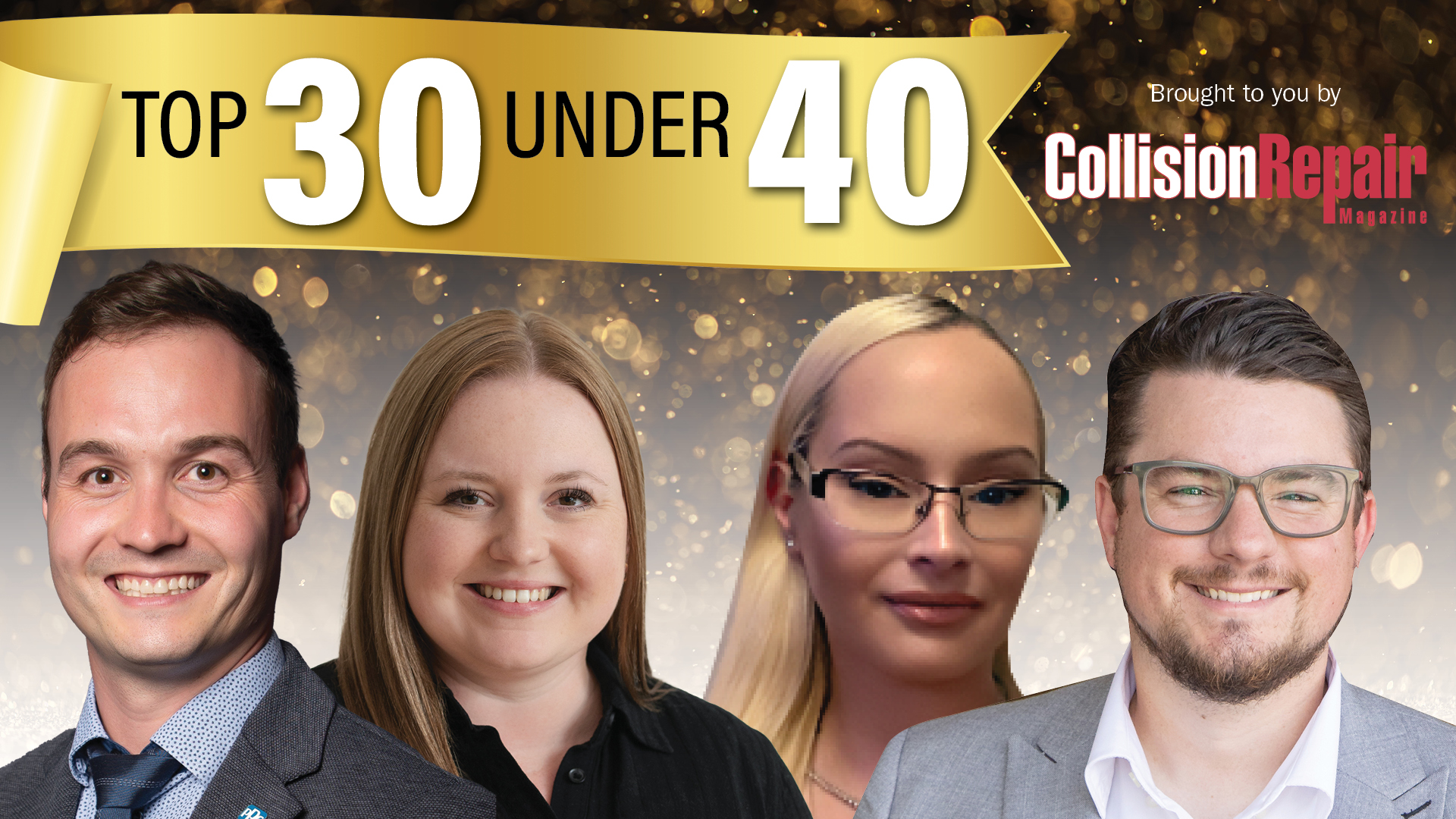 Top 30 Under 40 professional award banner with four smiling professionals