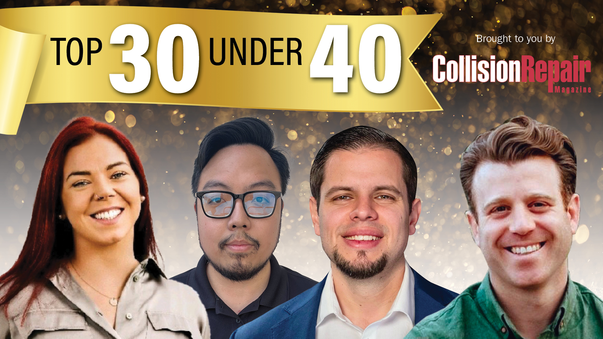 Top 30 Under 40 award banner featuring four diverse professionals smiling