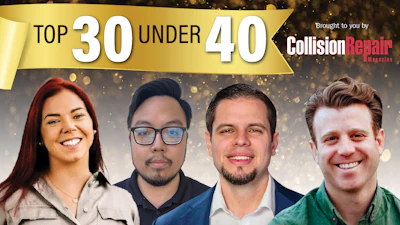 Top 30 Under 40 award banner featuring four diverse professionals smiling