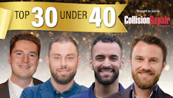 Top 30 Under 40 professional magazine feature with four smiling men