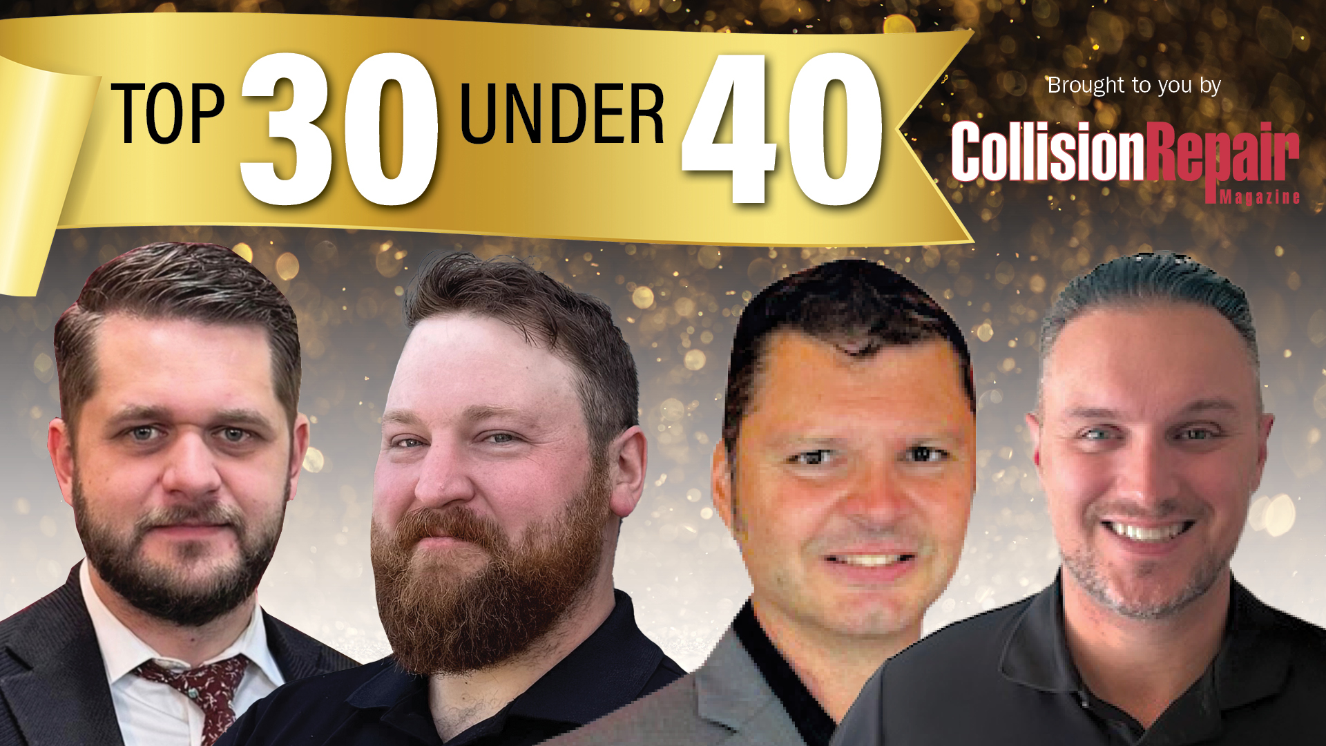 Top 30 Under 40 professional showcase featuring four men in business attire