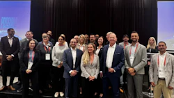 Professional group photo of diverse business team at conference event