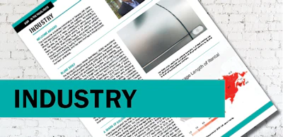 Industry publication layout with teal header and text columns