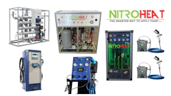 Nitroheat industrial paint application equipment with control panels and machinery