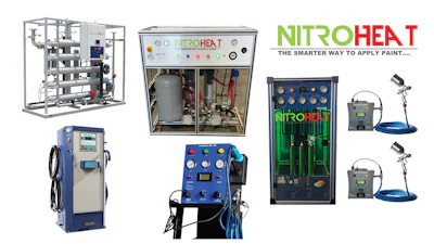 Nitroheat industrial paint application equipment with control panels and machinery