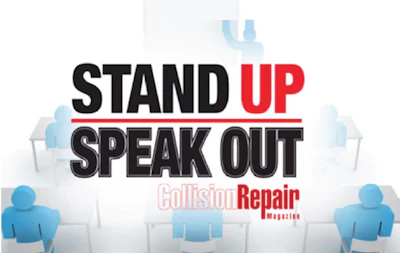 Stand Up, Speak Out campaign poster for Collision Repair Magazine