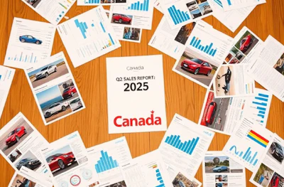 Q2 2025 Canada automotive sales report with car photos and data charts