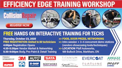 Efficiency Edge Training Workshop flyer advertising free hands-on tech training with registration details and multiple sponsor logos