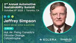 Conference banner for 2nd Annual Automotive Sustainability Summit featuring Jeffrey Simpson