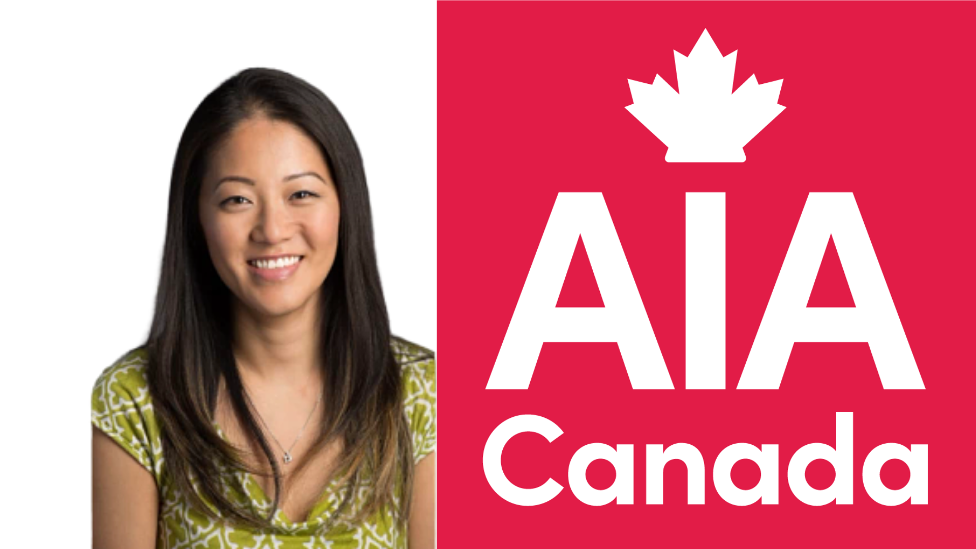 AIA Canada logo with white maple leaf and text on vibrant red background