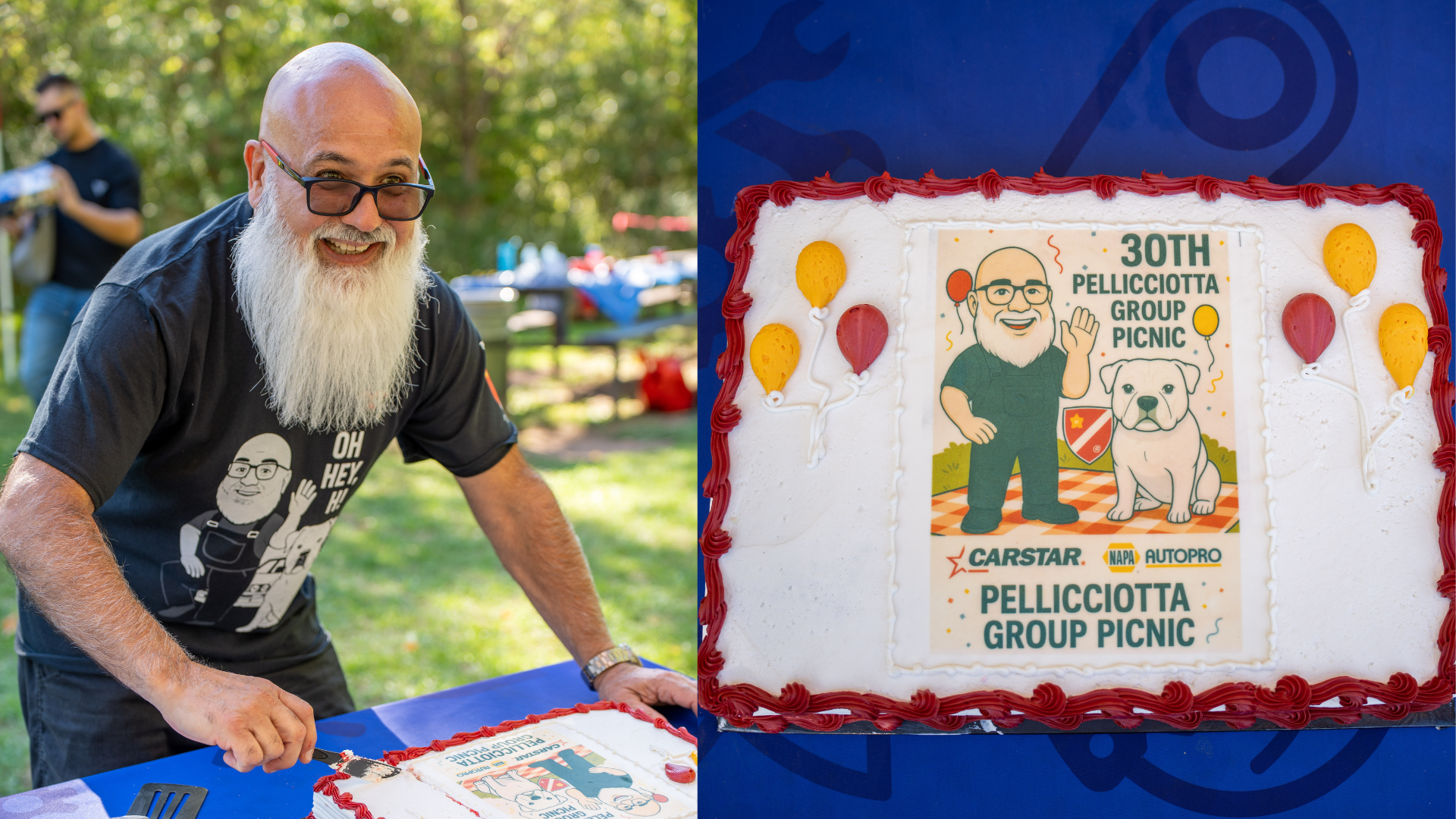 30th Pellicciotta Group Picnic with commemorative cake and balloons