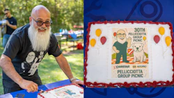 30th Pellicciotta Group Picnic with commemorative cake and balloons