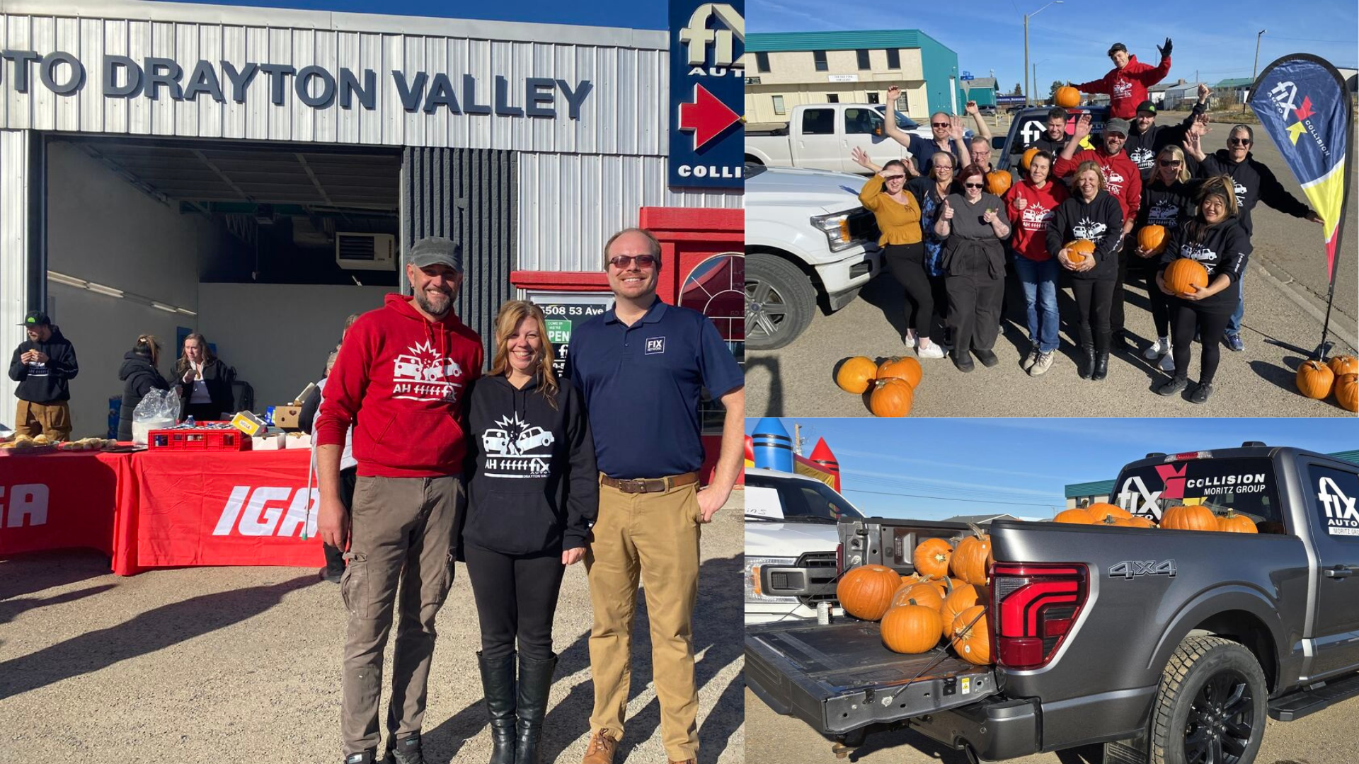 Community pumpkin event at Drayton Valley with volunteers and pickup truck