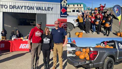 Community pumpkin event at Drayton Valley with volunteers and pickup truck