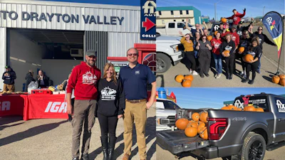 Community pumpkin event at Drayton Valley with volunteers and pickup truck