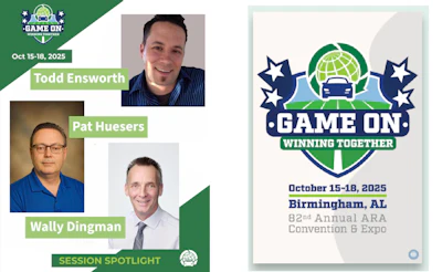 Game On ARA Convention 2025 logo with global and automotive theme