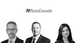 AutoCanada corporate logo with three professional headshots in black and white